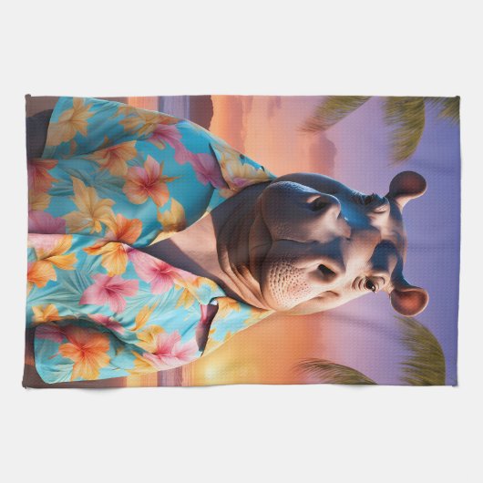 Hippopotamus Holiday Geschirrtuch (Horizontal)