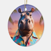 Hippopotamus Holiday Keramik Ornament (Links)
