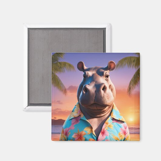 Hippopotamus Holiday Magnet (Vorderseite/Rückseite)