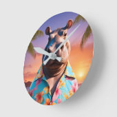 Hippopotamus Holiday Runde Wanduhr (Winkel)
