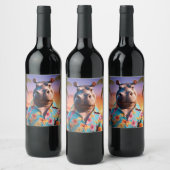 Hippopotamus Holiday Weinetikett (Flaschen)