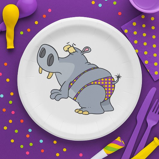 Hippopotamus in einem Bikini Pappteller