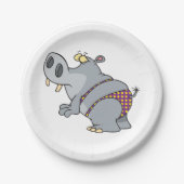 Hippopotamus in einem Bikini Pappteller (Vorderseite)