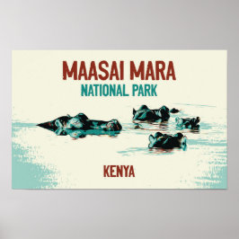Hippopotamus in Kenia im Maasai Mara Nationalpark Poster