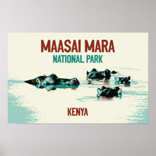 Hippopotamus in Kenia im Maasai Mara Nationalpark Poster
