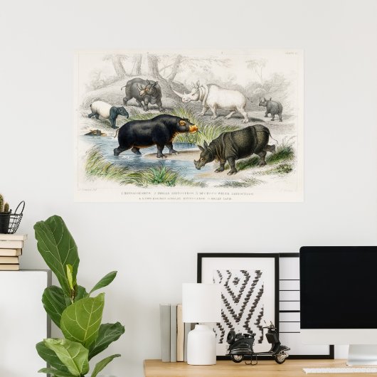 Hippopotamus, Indische Rhinozeros, Muchoco... Poster (Heimbüro)
