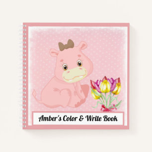 Hippopotamus Kinder Farbe & Buch Rosa Punkte.