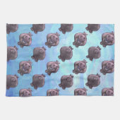 Hippopotamus-Kopf-und Schwanz-Muster Geschirrtuch (Horizontal)