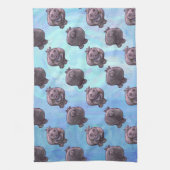 Hippopotamus-Kopf-und Schwanz-Muster Geschirrtuch (Vertikal)