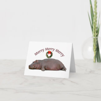 Hippopotamus Merry Merry Merry Merry Fun Feiertagskarte