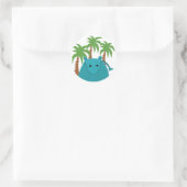 Hippopotamus mit Palmen Runder Aufkleber (Tasche)