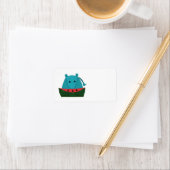 Hippopotamus mit Watermelon Slice Adressaufkleber (Insitu)