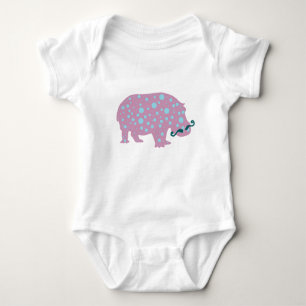 Hippopotamus mustache Baby Jersey Bodysuit White Baby Strampler