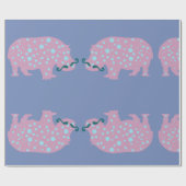 Hippopotamus mustache glänzendes Wrapping Paper Geschenkpapier (Flach)