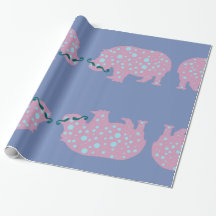 Hippopotamus mustache glänzendes Wrapping Paper