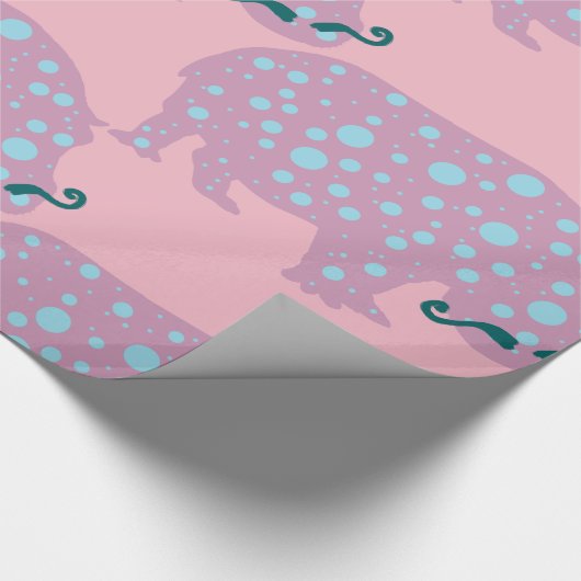Hippopotamus mustache glänzendes Wrapping Paper Geschenkpapier (Ecke)