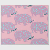 Hippopotamus mustache glänzendes Wrapping Paper Geschenkpapier (Flach)