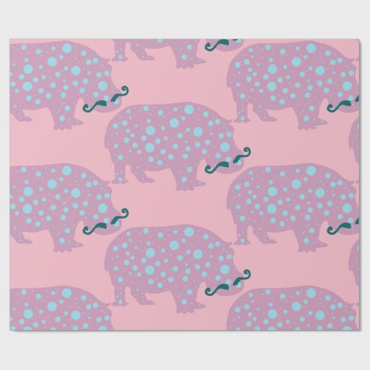 Hippopotamus mustache glänzendes Wrapping Paper Geschenkpapier (Flach)