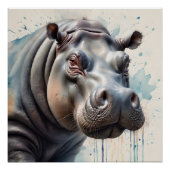 Hippopotamus no 3 Glossy Poster (Vorderseite)