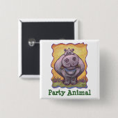 Hippopotamus-Party Button (Vorne & Hinten)