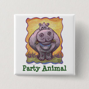 Hippopotamus-Party Button