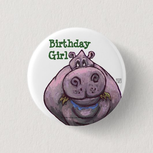 Hippopotamus Party Center Button (Vorderseite)