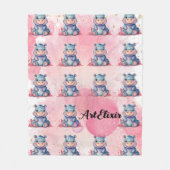 Hippopotamus Pink Aquarellfarben Glitzer drucken Fleecedecke (Vorderseite)