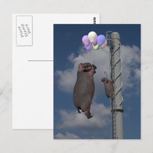 Hippopotamus Postkarte (Vorne/Hinten)