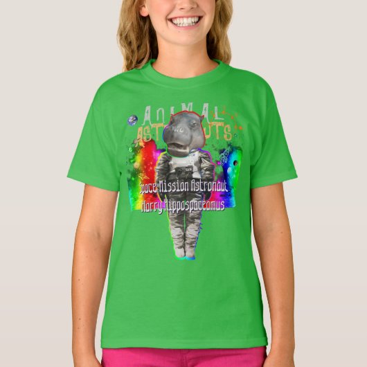 Hippopotamus-Raum-Astronaut T-Shirt (Vorderseite)