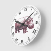 Hippopotamus Runde Wanduhr (Winkel)