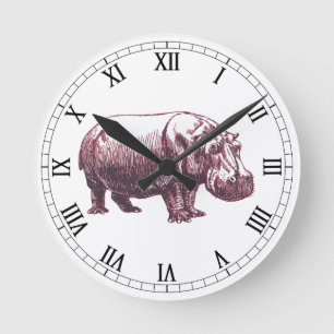 Hippopotamus Runde Wanduhr