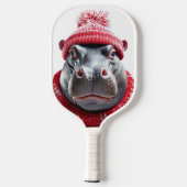 Hippopotamus Scarf and Beany  Pickleball Schläger (Rückseite)