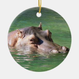 Hippopotamus-Schwimmen auf der Oberfläche Keramikornament