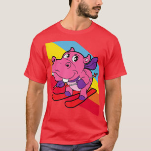Hippopotamus Ski Snow Skier Winter Sport Ani T-Shirt