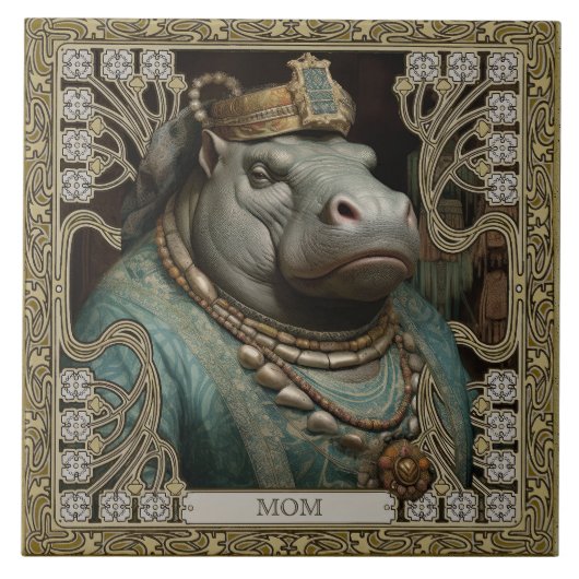 Hippopotamus Spirit Personalizable-Name Fliese (Vorderseite)