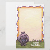 Hippopotamus Stationery Briefpapier (Vorne/Hinten)