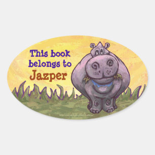 Hippopotamus Stationery Ovaler Aufkleber