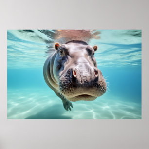 Hippopotamus Tierspass Natur spielen Poster