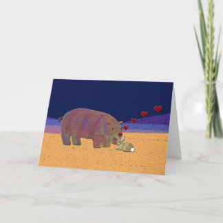 Hippopotamus-und Kaninchen-LiebeValentine Feiertagskarte