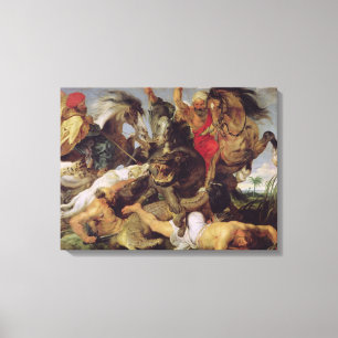 Hippopotamus-und Krokodil-Jagd, c.1615-16 Leinwanddruck