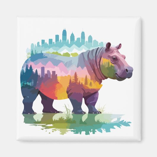 Hippopotamus Vector Art Magnet (Vorne)