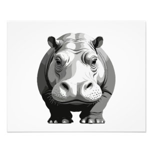 Hippopotamus Vector Grafik-Art Portrait Tier Fotodruck