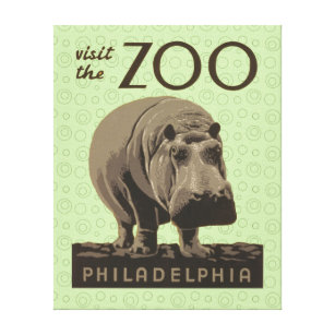 Hippopotamus Vintag WPA Zoo Poster Hippo Art Leinwanddruck