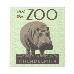 Hippopotamus Vintag WPA Zoo Poster Hippo Art Notizblock