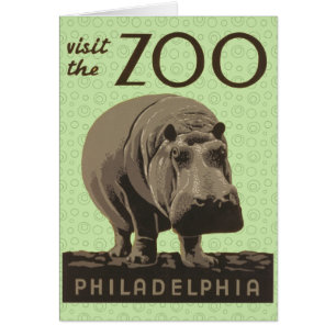 Hippopotamus Vintages Nilpferd-Zooposter wpa