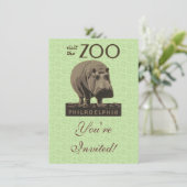 Hippopotamus Vintages Nilpferd-Zooposter wpa Einladung (Stehend Vorderseite)