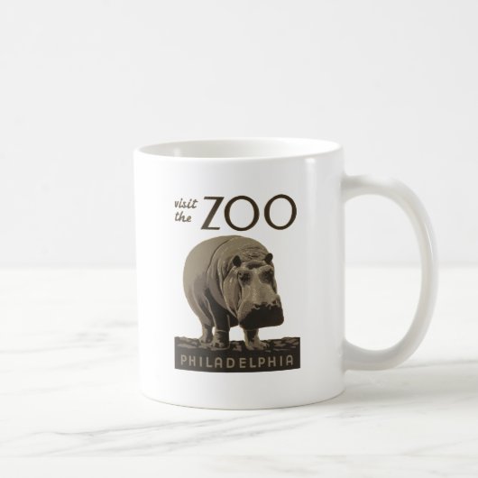 Hippopotamus Vintages Nilpferd-Zooposter wpa Kaffeetasse (Rechts)