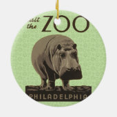 Hippopotamus Vintages Nilpferd-Zooposter wpa Keramikornament (Hinten)