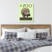 Hippopotamus Vintages Nilpferd-Zooposter wpa Leinwanddruck (Insitu (Schlafzimmer))