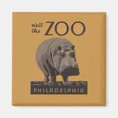 Hippopotamus Vintages Nilpferd-Zooposter wpa Magnet (Vorne)